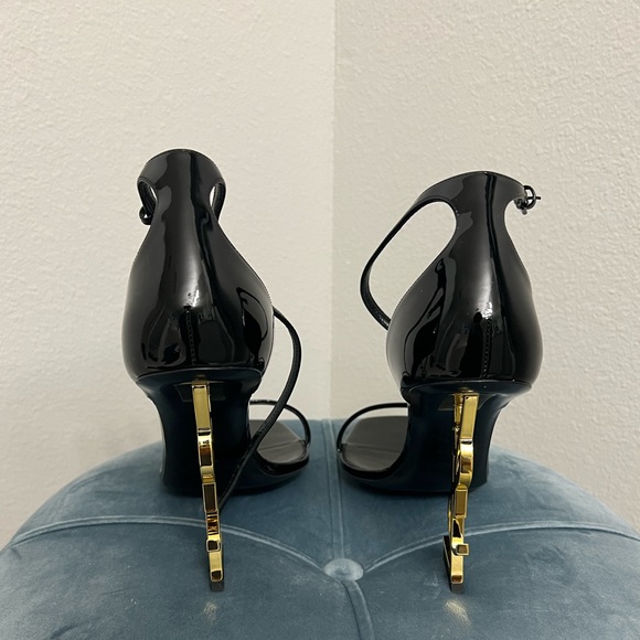 Saint Laurent Opyum Sandals in Patent Leather with Gold-tone Heel - Picture 3 of 6